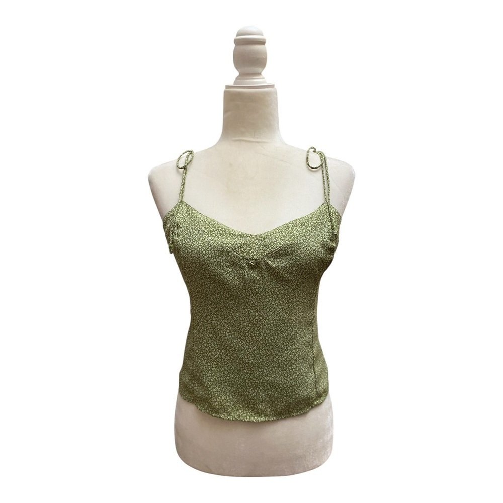 Abercrombie & Fitch Womens Green Floral Spaghetti Strap Tank Top Blouse